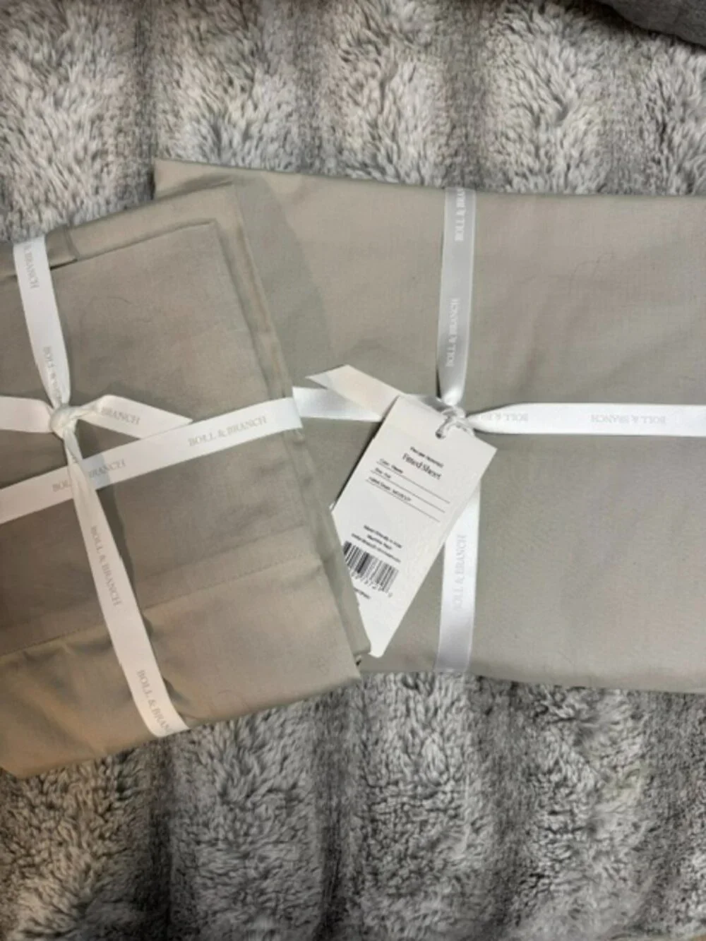 NWT Boll & Branch Percale Fitted Sheet (Full) + Pillowcases (Standard) | Pewter